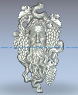 God of winemakers Dionysus wood carving file stl for Artcam and Aspire jdpaint free vector art 3d model download for CNC