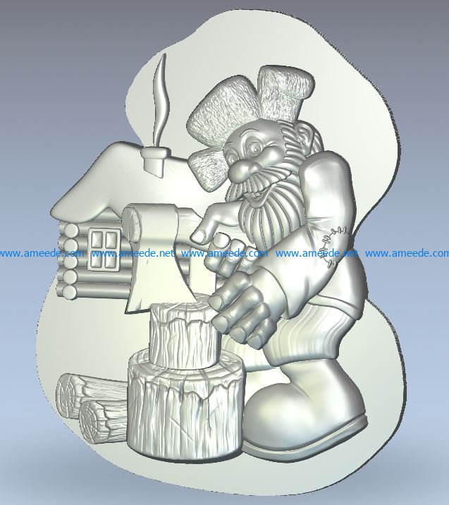 Grand father lumber jack wood carving file stl for Artcam and Aspire jdpaint free vector art 3d model download for CNC