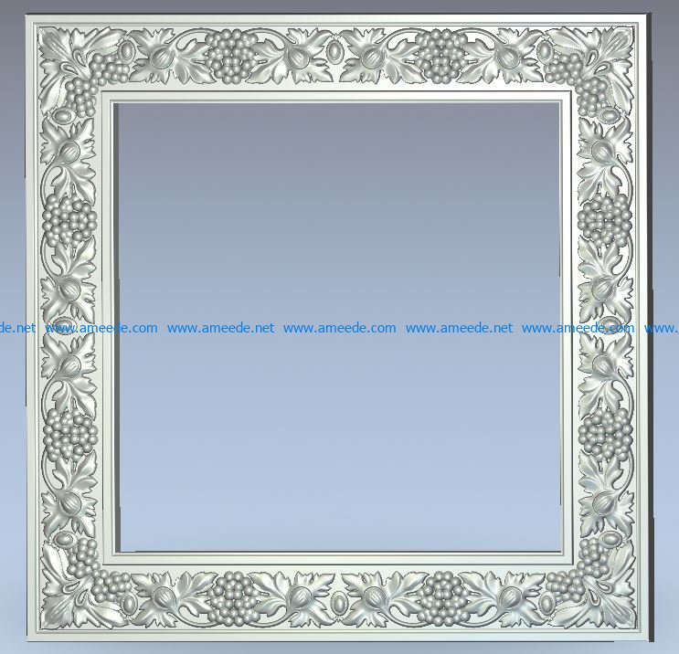 Grape frame wood carving file stl for Artcam and Aspire jdpaint free vector art 3d model download for CNC