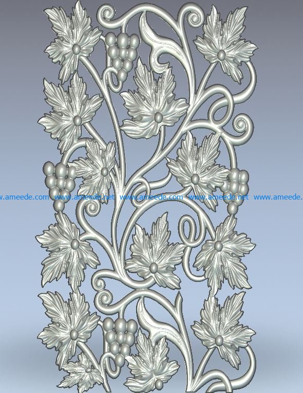 Grape leaf pattern wood carving file stl for Artcam and Aspire jdpaint free vector art 3d model download for CNC