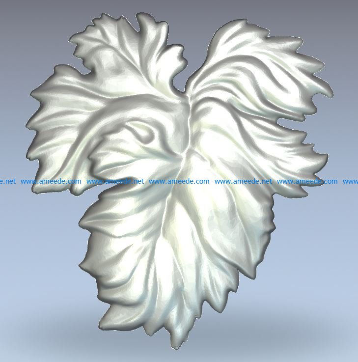 Grape leaf wood carving file stl for Artcam and Aspire jdpaint free vector art 3d model download for CNC