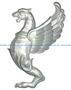 Griffin wood carving file RLF for Artcam 9 and Aspire free vector art 3d model download for CNC