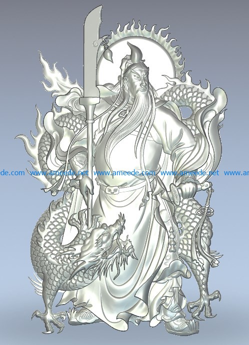 Guanhong and dragon wood carving file stl for Artcam and Aspire jdpaint free vector art 3d model download for CNC