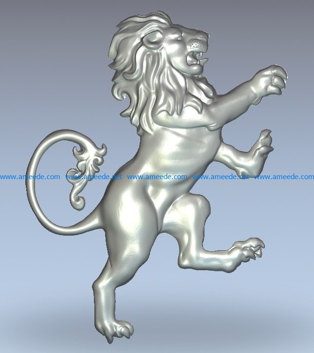 Heraldic lion wood carving file stl for Artcam and Aspire jdpaint free vector art 3d model download for CNC