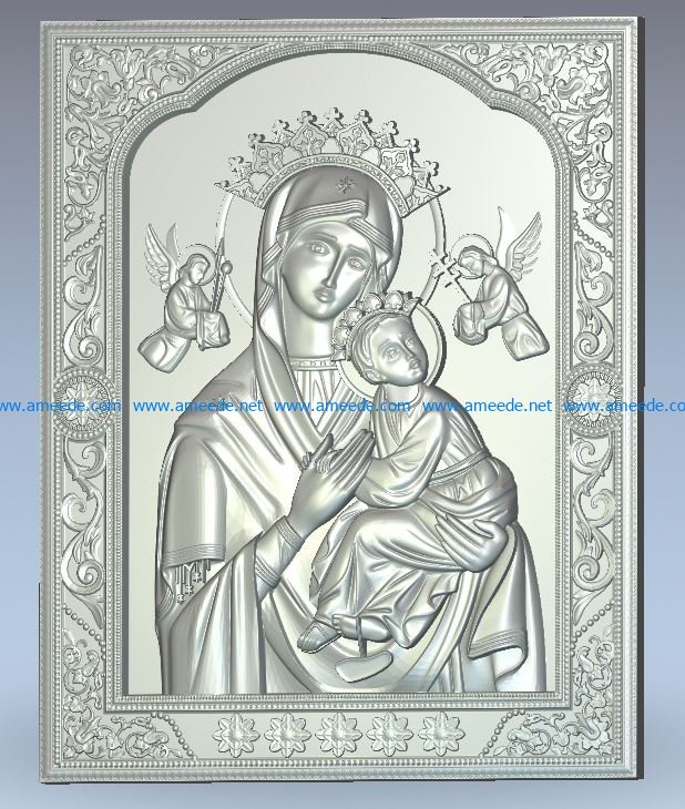 Holy Icon of the Mother of God wood carving file stl for Artcam and Aspire jdpaint free vector art 3d model download for CNC
