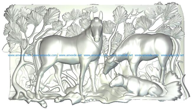 Horse Panel file RLF for Artcam 9 and Aspire free vector art 3d model download for CNC