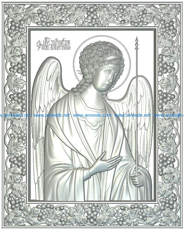 Icon Archangel Michael wood carving file RLF for Artcam 9 and Aspire free vector art 3d model download for CNC