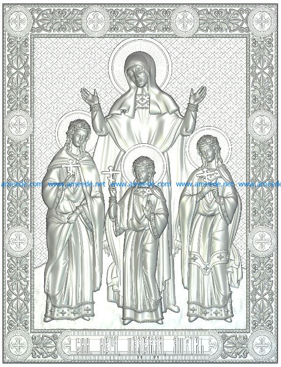 Icon Martyr Faith, Hope, Love, Sofia wood carving file RLF for Artcam 9 and Aspire free vector art 3d model download for CNC