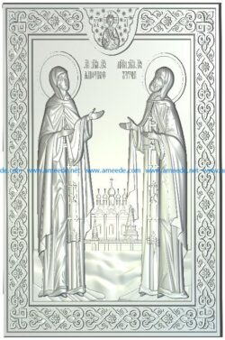 Icon Saints Peter and Fevronia file RLF for Artcam 9 and Aspire free vector art 3d model download for CNC wood carving