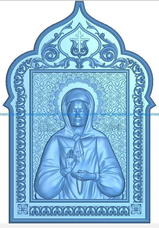 Icon of St. Matron of Moscow wood carving file RLF for Artcam 9 and Aspire free vector art 3d model download for CNC