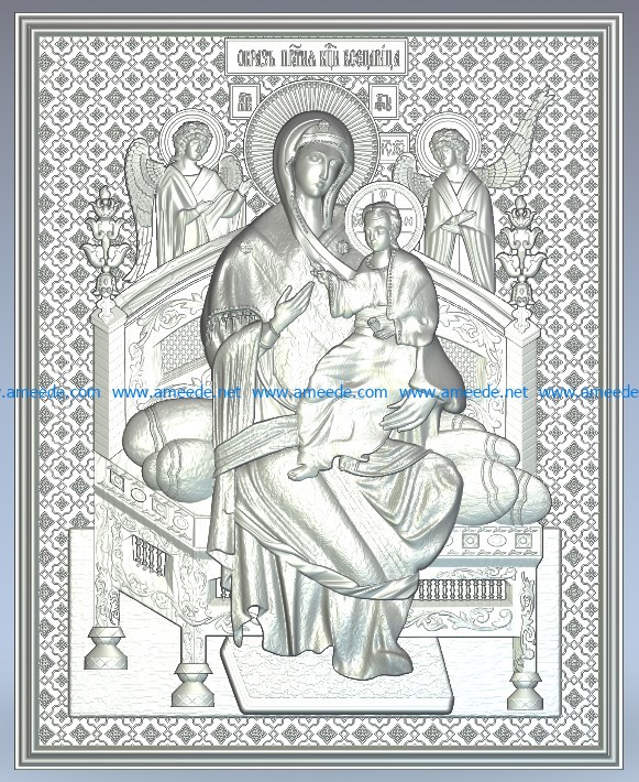 Icon of the Mother of God All-Tsaritsa wood carving file stl for Artcam and Aspire jdpaint free vector art 3d model download for CNC