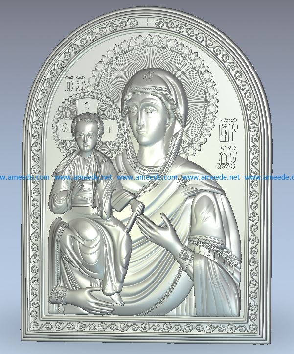 Icon of the Mother of God Three handed wood carving file stl for Artcam and Aspire jdpaint free vector art 3d model download for CNC