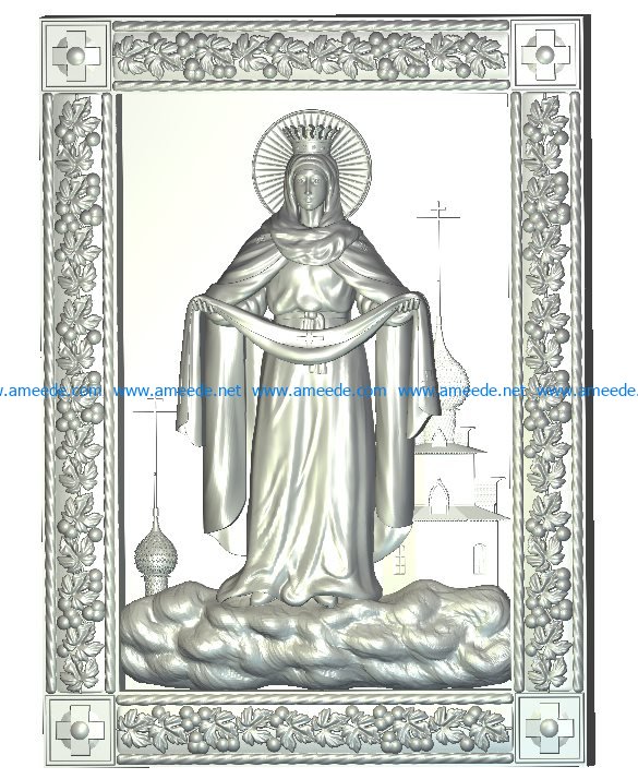 Icon of the Protection of the Virgin wood carving file RLF for Artcam 9 and Aspire free vector art 3d model download for CNC