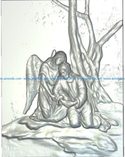 Jesus in Gethsemane file RLF for Artcam 9 and Aspire free vector art 3d model download for CNC wood carving