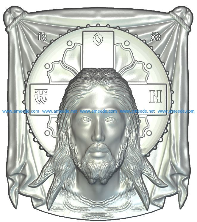 Jesus on the Shroud file RLF for Artcam 9 and Aspire free vector art 3d model download for CNC wood carving