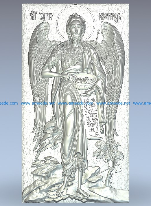 John the Baptist wood carving file stl for Artcam and Aspire jdpaint free vector art 3d model download for CNC