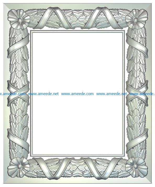 Laurel fascin frame wood carving file RLF for Artcam 9 and Aspire free vector art 3d model download for CNC