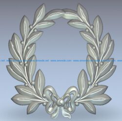 Laurel wreath wood carving file stl for Artcam and Aspire jdpaint free vector art 3d model download for CNC