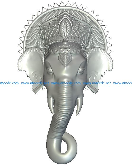 Mask elephant wood carving file RLF for Artcam 9 and Aspire free vector art 3d model download for CNC