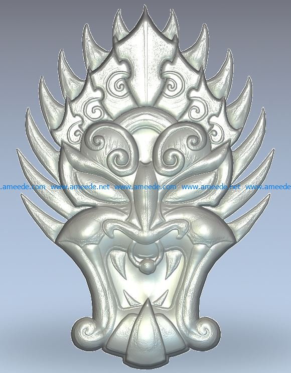 Mask number monster wood carving file stl for Artcam and Aspire jdpaint free vector art 3d model download for CNC