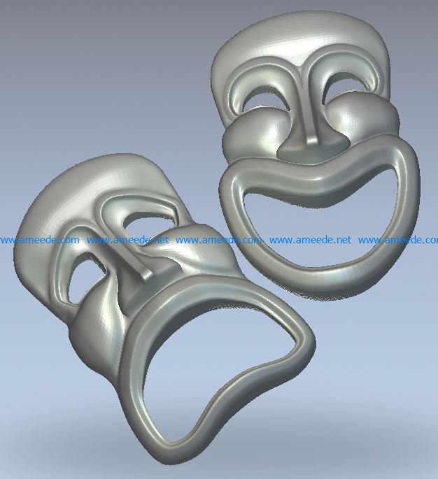 Masks wood carving file stl for Artcam and Aspire jdpaint free vector art 3d model download for CNC