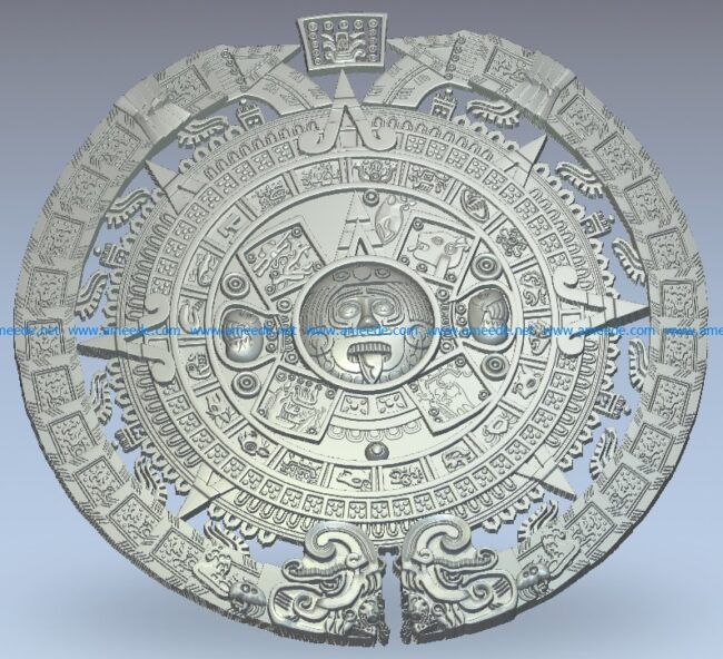 Mayan calendar wood carving file stl for Artcam and Aspire jdpaint free vector art 3d model download for CNC