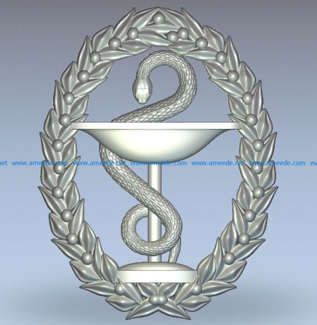 Medical emblem wood carving file stl for Artcam and Aspire jdpaint free vector art 3d model download for CNC