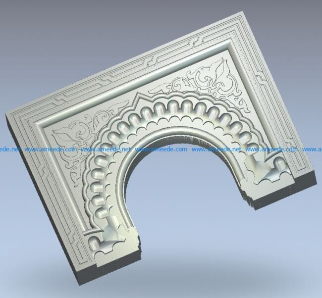 Moorish style arch wood carving file stl for Artcam and Aspire jdpaint free vector art 3d model download for CNC