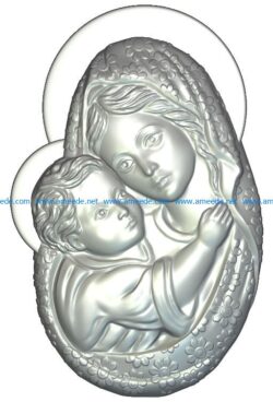 Mother of God wood carving file RLF for Artcam 9 and Aspire free vector art 3d model download for CNC