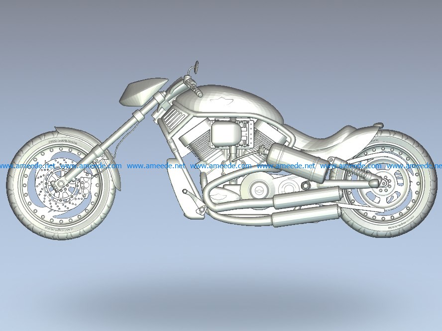 Motorcycle Harley Custom wood carving file stl for Artcam and Aspire jdpaint free vector art 3d model download for CNC