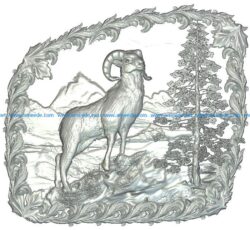 Mountain sheep wood carving file RLF for Artcam 9 and Aspire free vector art 3d model download for CNC