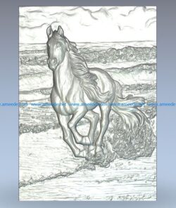 Mural Horse wood carving file stl for Artcam and Aspire jdpaint free vector art 3d model download for CNC
