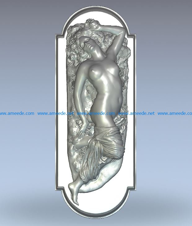Nymph box cover wood carving file stl for Artcam and Aspire jdpaint free vector art 3d model download for CNC