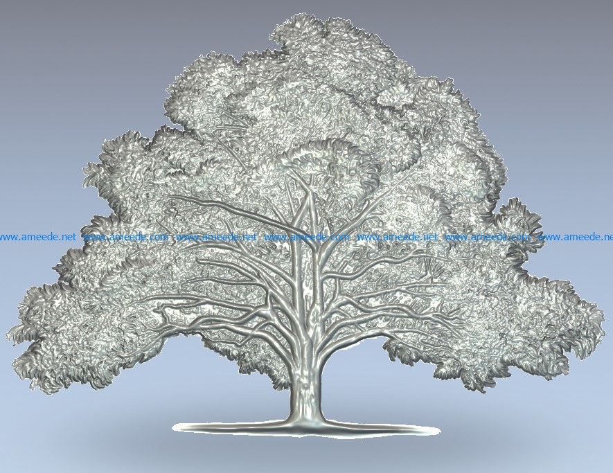 Oak tree wood carving file stl for Artcam and Aspire jdpaint free vector art 3d model download for CNC