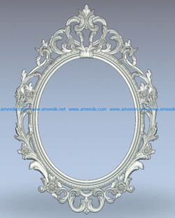 Oval frame wood carving file stl for Artcam and Aspire jdpaint free vector art 3d model download for CNC