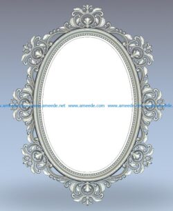 Oval mirror frame wood carving file stl for Artcam and Aspire jdpaint free vector art 3d model download for CNC