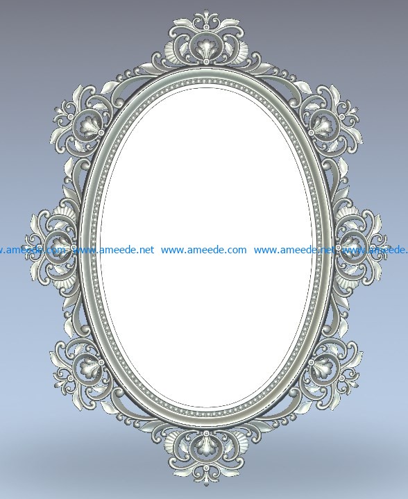 Oval mirror frame wood carving file stl for Artcam and Aspire jdpaint free vector art 3d model download for CNC