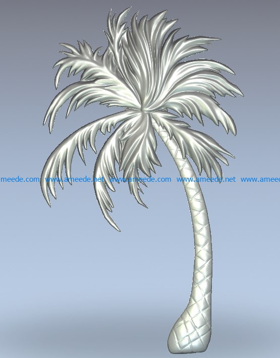 Palm coconut tree wood carving file stl for Artcam and Aspire jdpaint free vector art 3d model download for CNC