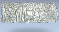 Panel Elephants file RLF for Artcam 9 and Aspire free vector art 3d model download for CNC wood carving
