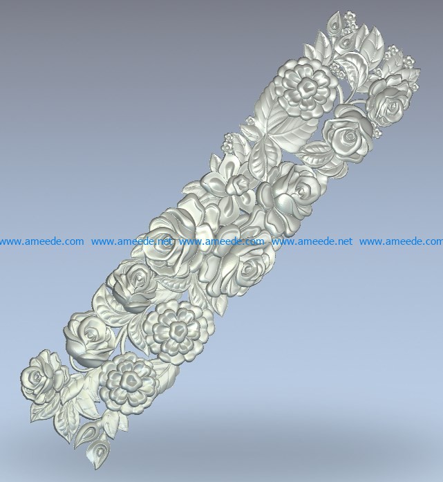 Panel Flowers wood carving file stl for Artcam and Aspire jdpaint free vector art 3d model download for CNC