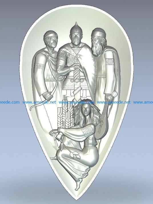 Panel Founders of Kiev wood carving file stl for Artcam and Aspire jdpaint free vector art 3d model download for CNC