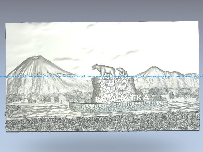 Panel Kamchatka - Russia begins here wood carving file stl for Artcam and Aspire jdpaint free vector art 3d model download for CNC