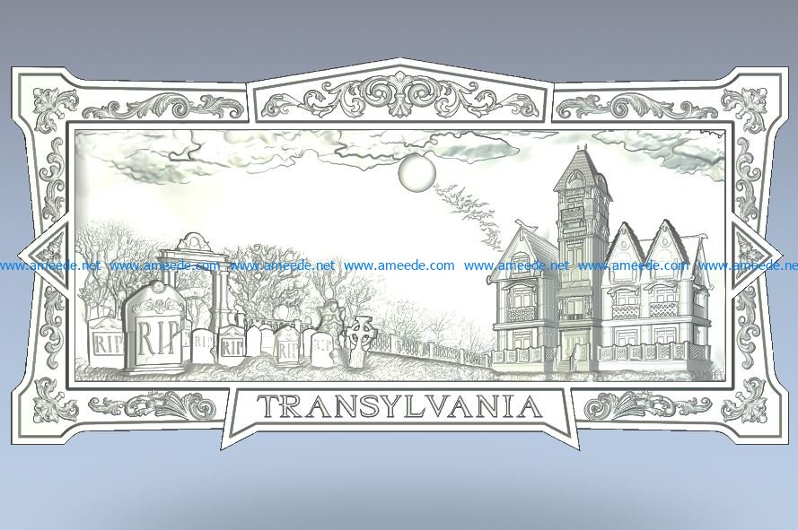 Panel Transylvania wood carving file stl for Artcam and Aspire jdpaint free vector art 3d model download for CNC