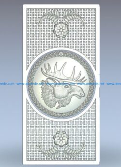Panel carved Elk door wood carving file stl for Artcam and Aspire jdpaint free vector art 3d model download for CNC