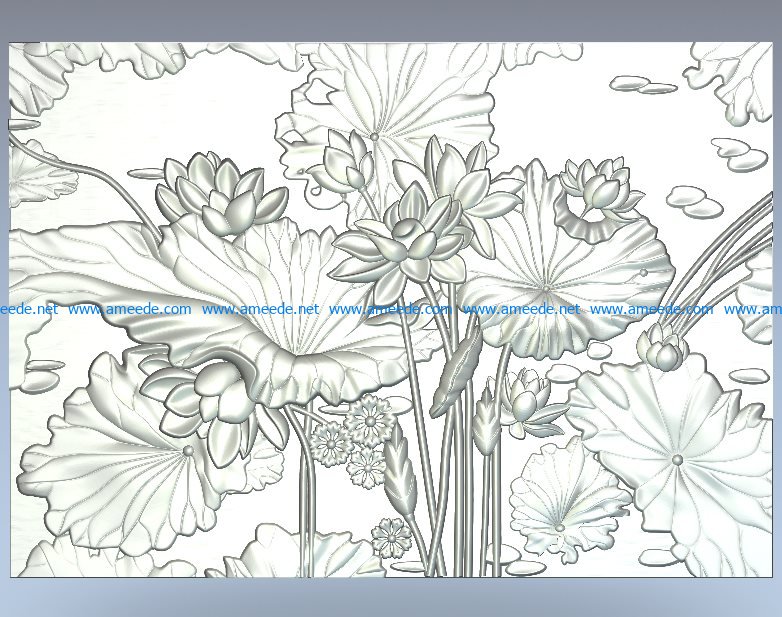 Panel lotuses file RLF for Artcam 9 and Aspire free vector art 3d model download for CNC wood carving