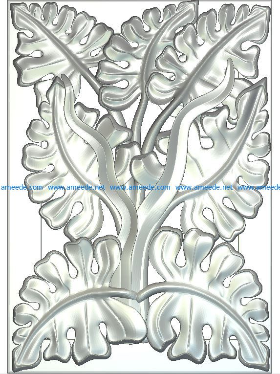 Panel of leaves Wood carving file RLF for Artcam 9 and Aspire free vector art 3d model download for CNC