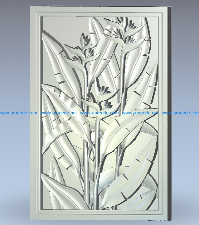 Panel tropics wood carving file stl for Artcam and Aspire jdpaint free vector art 3d model download for CNC