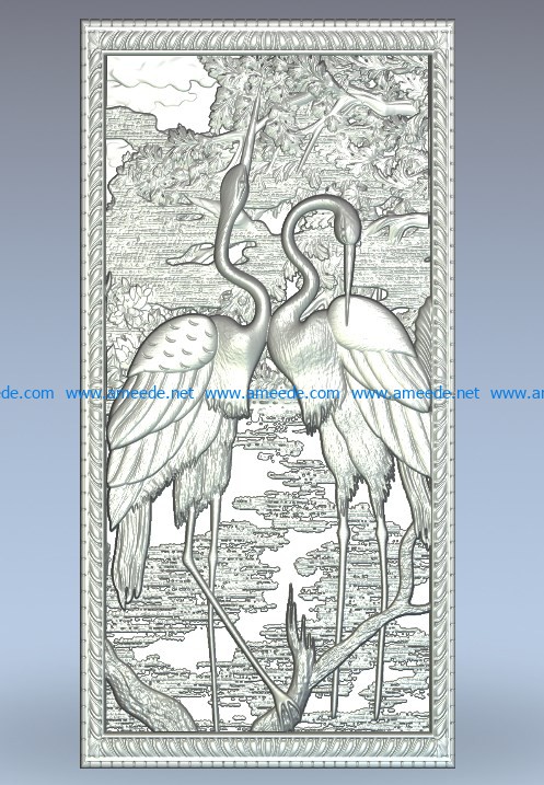 Pano Flamingo wood carving file stl for Artcam and Aspire jdpaint free vector art 3d model download for CNC