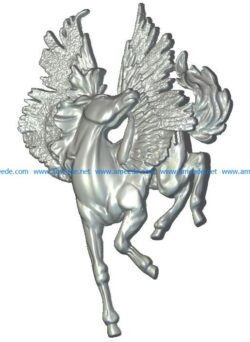 Pegasus Wood carving file RLF for Artcam 9 and Aspire free vector art 3d model download for CNC