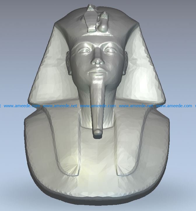 Pharaoh Bust wood carving file stl for Artcam and Aspire jdpaint free vector art 3d model download for CNC